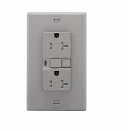 20 Amp AFCI Receptacle w/ Light, Tamper Resistant, Grey