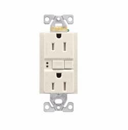 15 Amp AFGF Receptacle, 2-Pole, Duplex, Light Almond