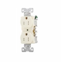 15 Amp Duplex Receptacle, Flush Mount, 2-Pole, Almond