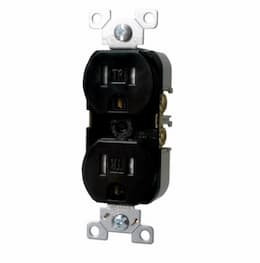 15 Amp Duplex Receptacle, Flush Mount, 2-Pole, Black