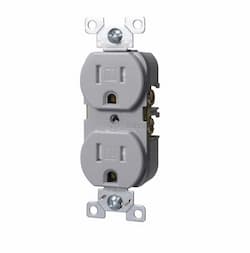 Eaton Wiring 15 Amp Duplex Receptacle, Flush Mount, 2-Pole, Grey