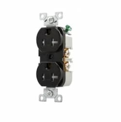 20 Amp Duplex Receptacle, NEMA 5-20R, Flush Mount, Black