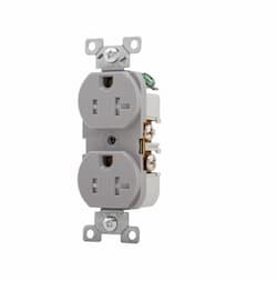 20 Amp Duplex Receptacle, NEMA 5-20R, Flush Mount, Grey