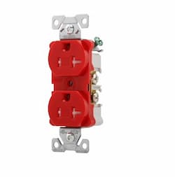 20 Amp Duplex Receptacle, NEMA 5-20R, Flush Mount, Red