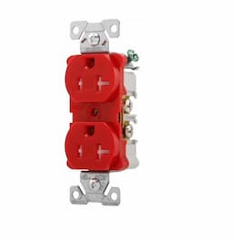 20 Amp Duplex Receptacle, NEMA 5-20R, Flush Mount, Red