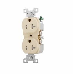 20 Amp Duplex Receptacle, NEMA 5-20R, Flush Mount, Ivory