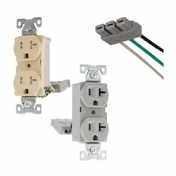 20A TR CG Modular Duplex Receptacle, 2-Pole, 3-Wire, 125V, Ivory