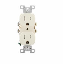 15 Amp Duplex Receptacle, Flush Mount, 2-Pole, Almond