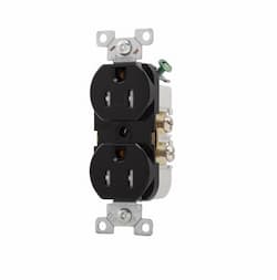 15 Amp Duplex Receptacle, Flush Mount, 2-Pole, Black