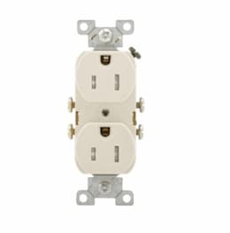 15 Amp Duplex Receptacle, Flush Mount, 2-Pole, Light Almond