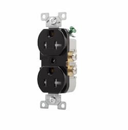 20 Amp Duplex Receptacle, NEMA 5-20R, 2-Pole, Black