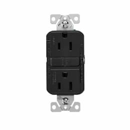 15A TR Slim Self-Test GFCI Receptacle Outlet, 125V, Black