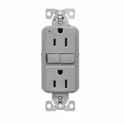 15A TR Slim GFCI Receptacle Outlet, Retail Box, #14-10 AWG, 125V, GY