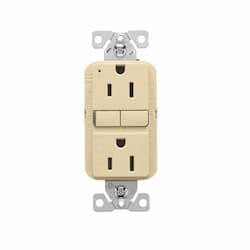 15A TR Slim Self-Test GFCI Receptacle Outlet, 125V, Ivory, 3 Pack