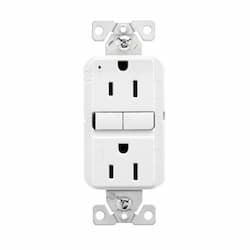 15A Slim GFCI Receptacle Outlet, Self-Test, #14-10 AWG, 125V, White