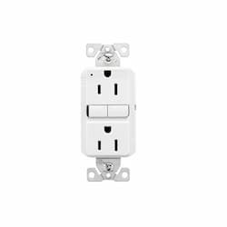 15A TR Slim Self-Test GFCI Receptacle Outlet, 125V, White