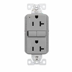 20A TR Slim GFCI Receptacle Outlet, Retail Box, #14-10 AWG, 125V, GY