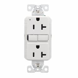 20A TR Slim GFCI Receptacle Outlet, Retail Box, #14-10 AWG, 125V, WH