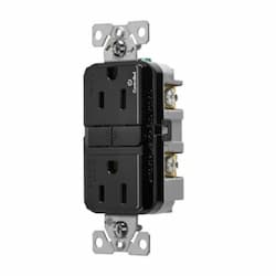 15A TR Slim GFCI Receptacle Outlet, Dual Control, #14-10 AWG, 125V, BK