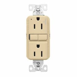 15A TR Slim GFCI Receptacle Outlet, Dual Control, #14-10 AWG, 125V, IV