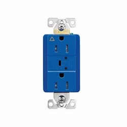 15 Amp Surge Protection Receptacle w/Audible Alarm & LED Indicators, Blue