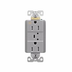 15 Amp Surge Protection Receptacle w/Audible Alarm & LED Indicators, Gray