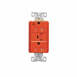 20 Amp Surge Protection Receptacle w/Alarm & LED Indicators, Commercial Grade, Orange
