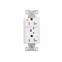 20 Amp Surge Protection Receptacle w/Alarm & LED Indicators, Commercial Grade, White