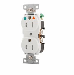 15 Amp Duplex Receptacle w/ Isolated Ground, 2-Pole, White