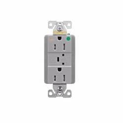 15 Amp Surge Protection Receptacle w/Alarm & LED Indicators, Hospital Grade, Gray