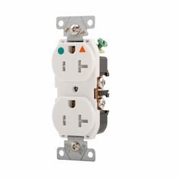 20 Amp Duplex Receptacle, NEMA 5-20R, Flush Mount, Ivory