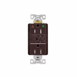 20 Amp Surge Protection Receptacle w/Alarm & LED Indicators, Hospital Grade, Brown