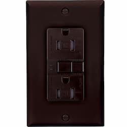 15 Amp Tamper Resistant Duplex GFCI NAFTA-Compliant Outlet, Brown