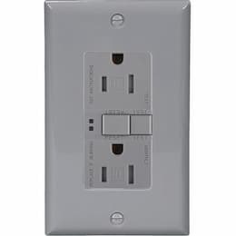 15 Amp Tamper Resistant Duplex GFCI NAFTA-Compliant Outlet, Gray