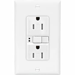 15 Amp Tamper Resistant Duplex GFCI NAFTA-Compliant Outlet, White