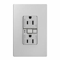 15 Amp Tamper Resistant Duplex GFCI Receptacle Outlet, Silver Granite