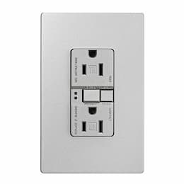 15 Amp Tamper Resistant Duplex GFCI Receptacle Outlet, Silver Granite