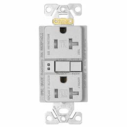 20 Amp Tamper Resistant Duplex GFCI Receptacle Outlet, Silver Granite