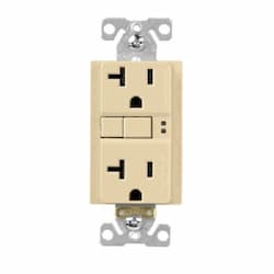 20A TR GFCI Self Test Duplex Receptacle, 2P3W, #14-10 AWG, 125V, Ivory