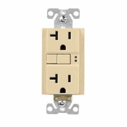 20A TR GFCI Self Test Duplex Receptacle, 2P3W, #14-10 AWG, 125V, Ivory