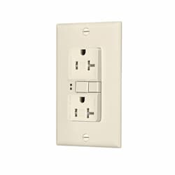 20 Amp Tamper Resistant Duplex GFCI Receptacle Outlet, Ivory