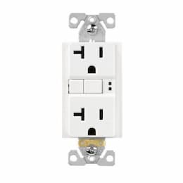 20A TR GFCI Self Test Duplex Receptacle, 2P3W, #14-10 AWG, 125V, White