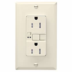 15 Amp Tamper Resistant Duplex GFCI Outlet w/ Audible Alarm, Light Almond