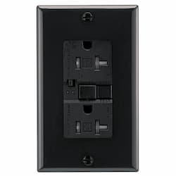 20 Amp Tamper Resistant Duplex GFCI Outlet w/ Audible Alarm, Black