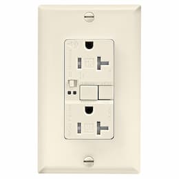 20 Amp Tamper Resistant Duplex GFCI Outlet w/ Audible Alarm, Light Almond