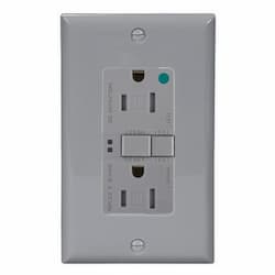 15 Amp Tamper Resistant Hospital Grade GFCI NAFTA-Compliant Outlet, Gray