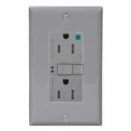 15 Amp Tamper Resistant Hospital Grade GFCI NAFTA-Compliant Outlet, Gray