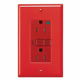 15 Amp Tamper Resistant Hospital Grade GFCI NAFTA-Compliant Outlet, Red