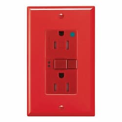 15 Amp Tamper Resistant Hospital Grade GFCI Receptacle Outlet, Red