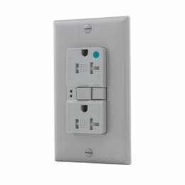 20 Amp Tamper Resistant Hospital Grade GFCI NAFTA-Compliant Outlet, Gray